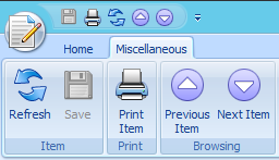 The Item Form Miscellaneous Ribbon